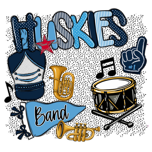 Huskies Band Spirit-Navy & Carolina Blue