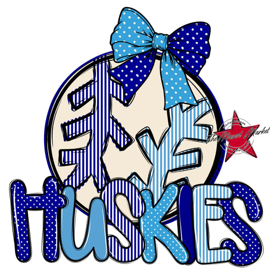 Huskies Baseball-Softball Spirit Design-Blue & Carolina Blue