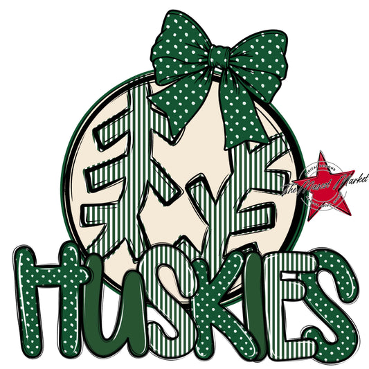 Huskies Baseball-Softball Spirit Design-Green