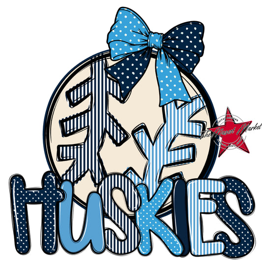 Huskies Baseball-Softball Spirit Design-Navy & Carolina Blue