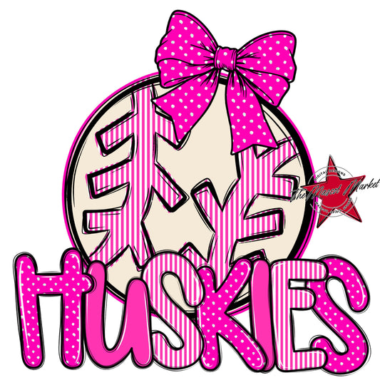 Huskies Baseball-Softball Spirit Design-Pink