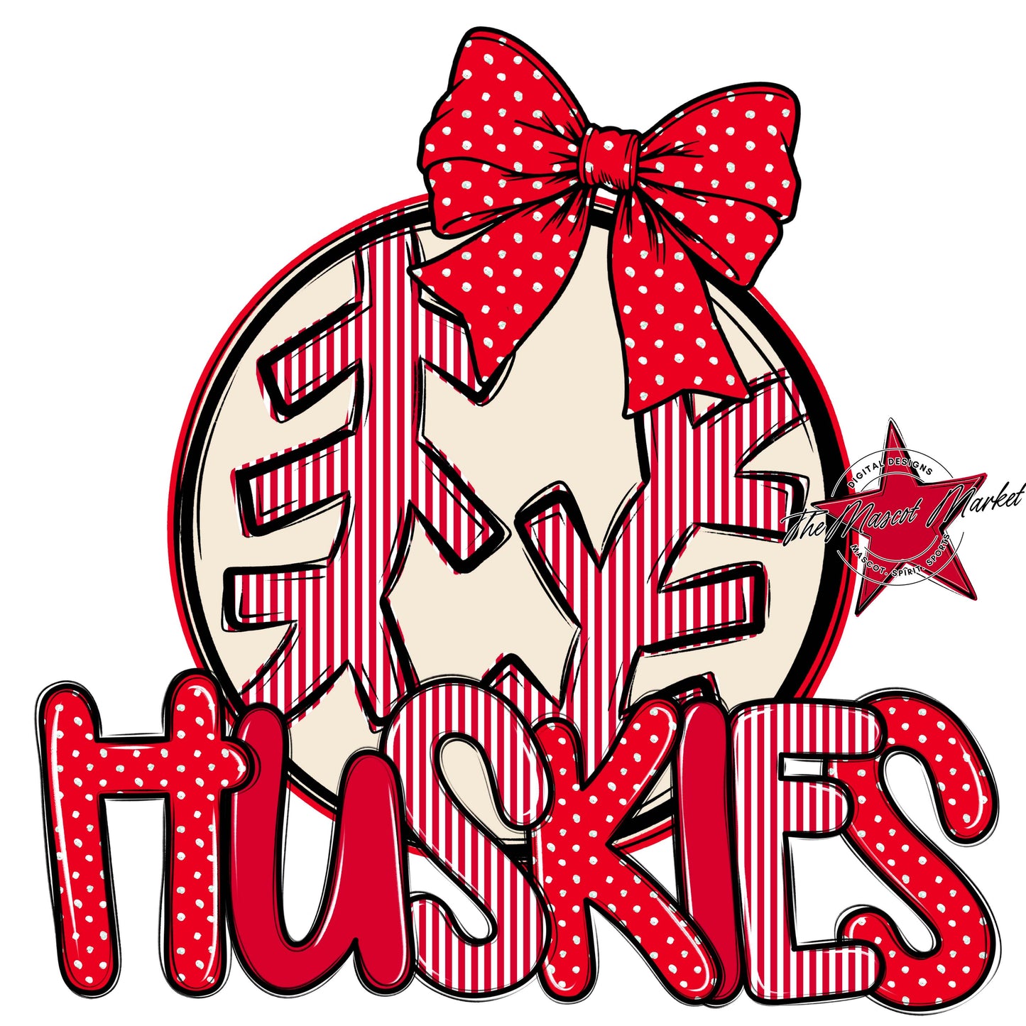 Huskies Baseball-Softball Spirit Design-Red