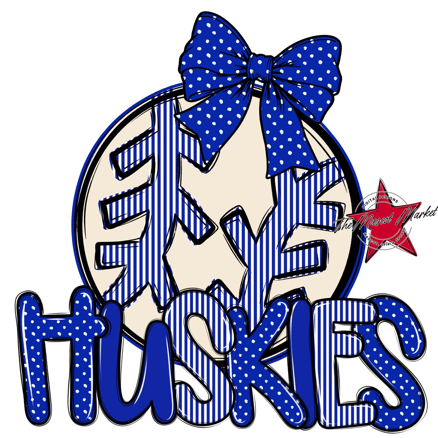 Huskies Baseball-Softball Spirit Design-Royal Blue