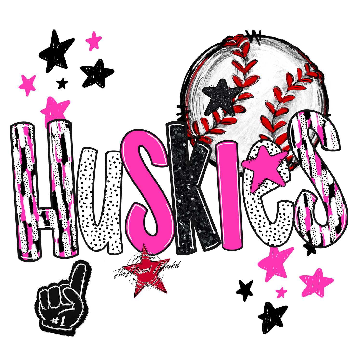 Huskies Baseball Scrape-Pink