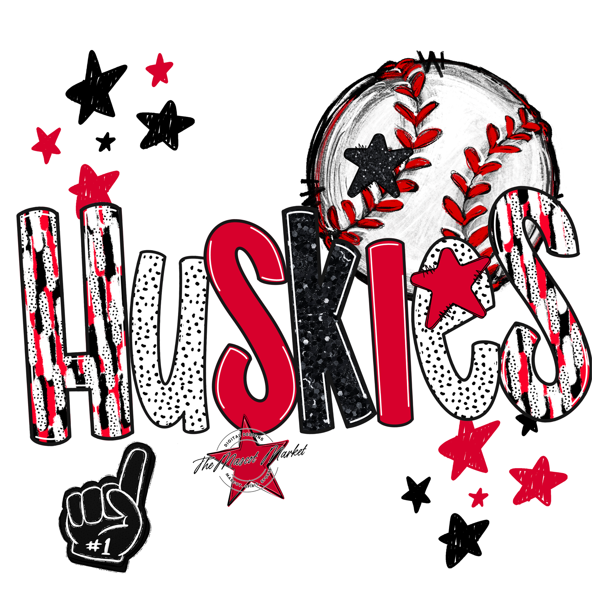 Huskies Baseball Scrape-Red