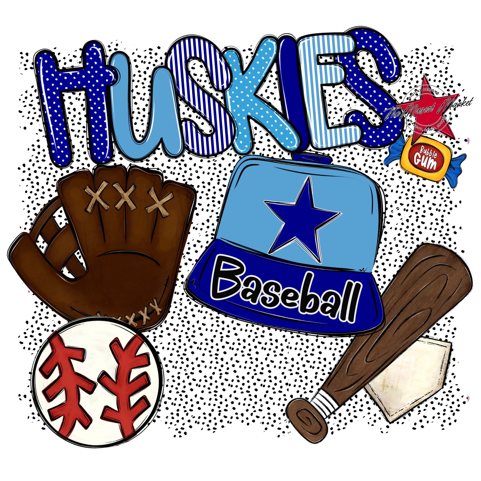 Huskies Baseball Spirit-Blue & Carolina Blue