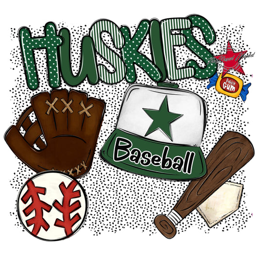 Huskies Baseball Spirit-Green