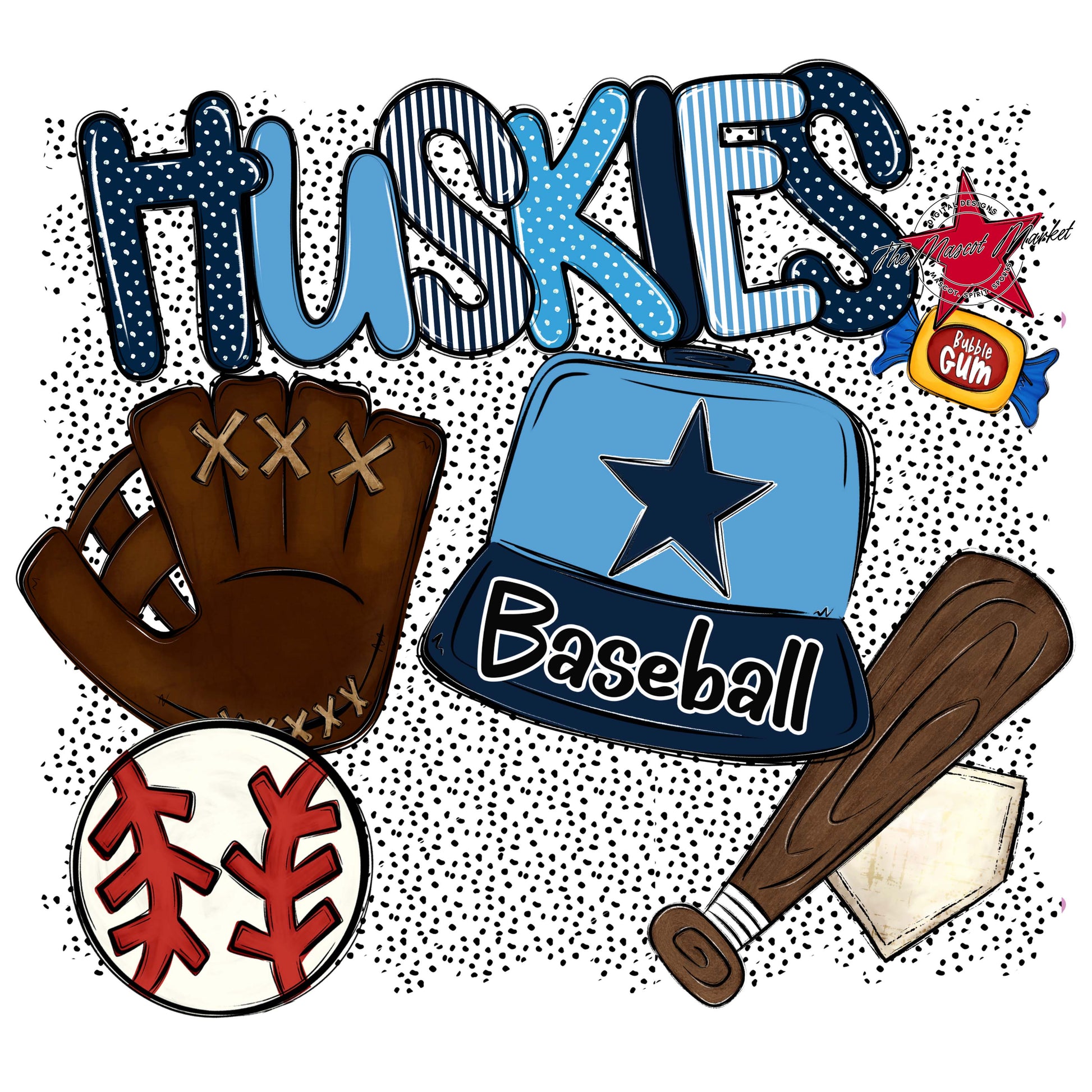 Huskies Baseball Spirit-Navy & Carolina Blue