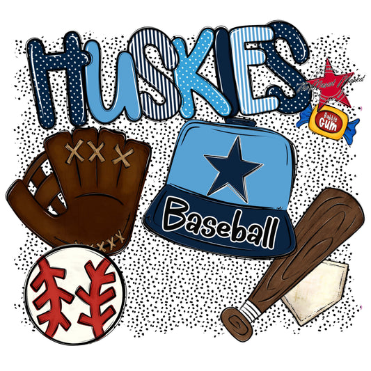 Huskies Baseball Spirit-Navy & Carolina Blue