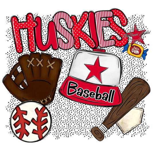 Huskies Baseball Spirit-Red