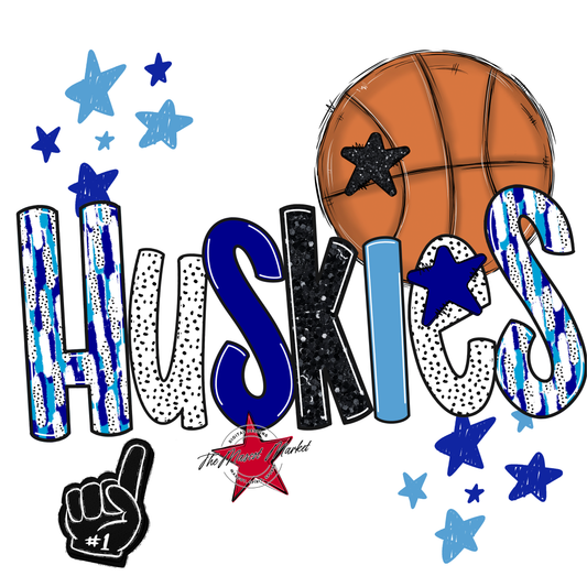 Huskies Basketball Scrape-Blue-Carolina Blue