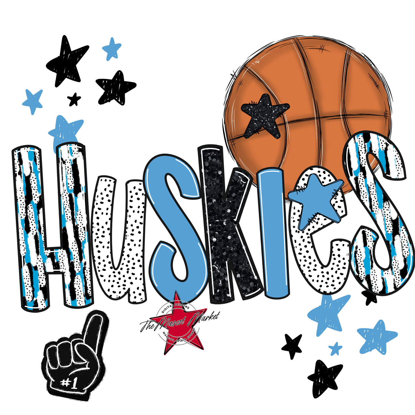 Huskies Basketball Scrape-Carolina Blue
