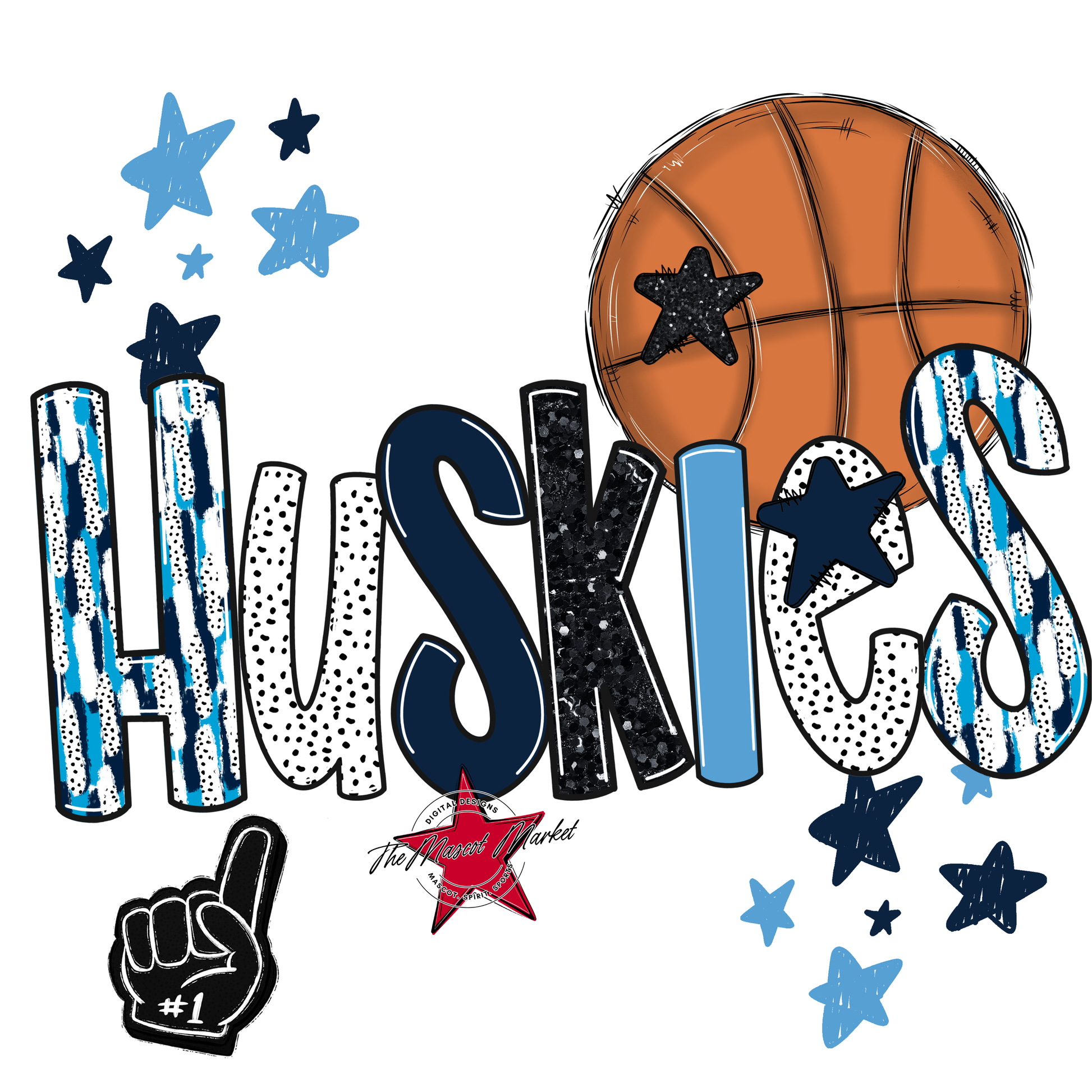 Huskies Basketball Scrape-Navy-Carolina Blue