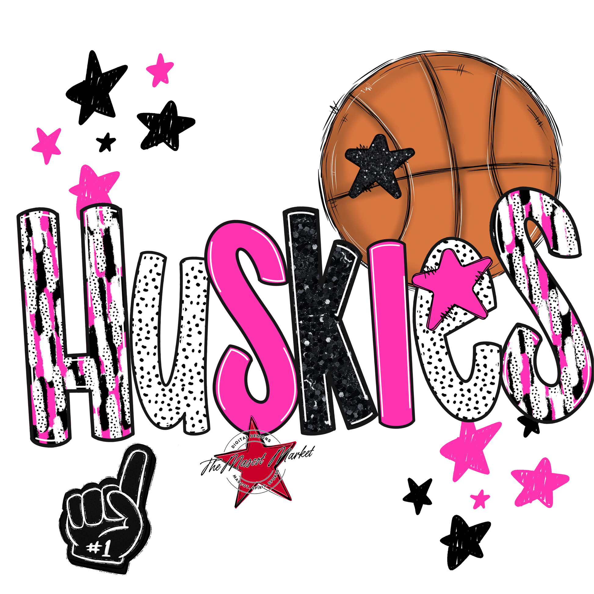 Huskies Basketball Scrape-Pink