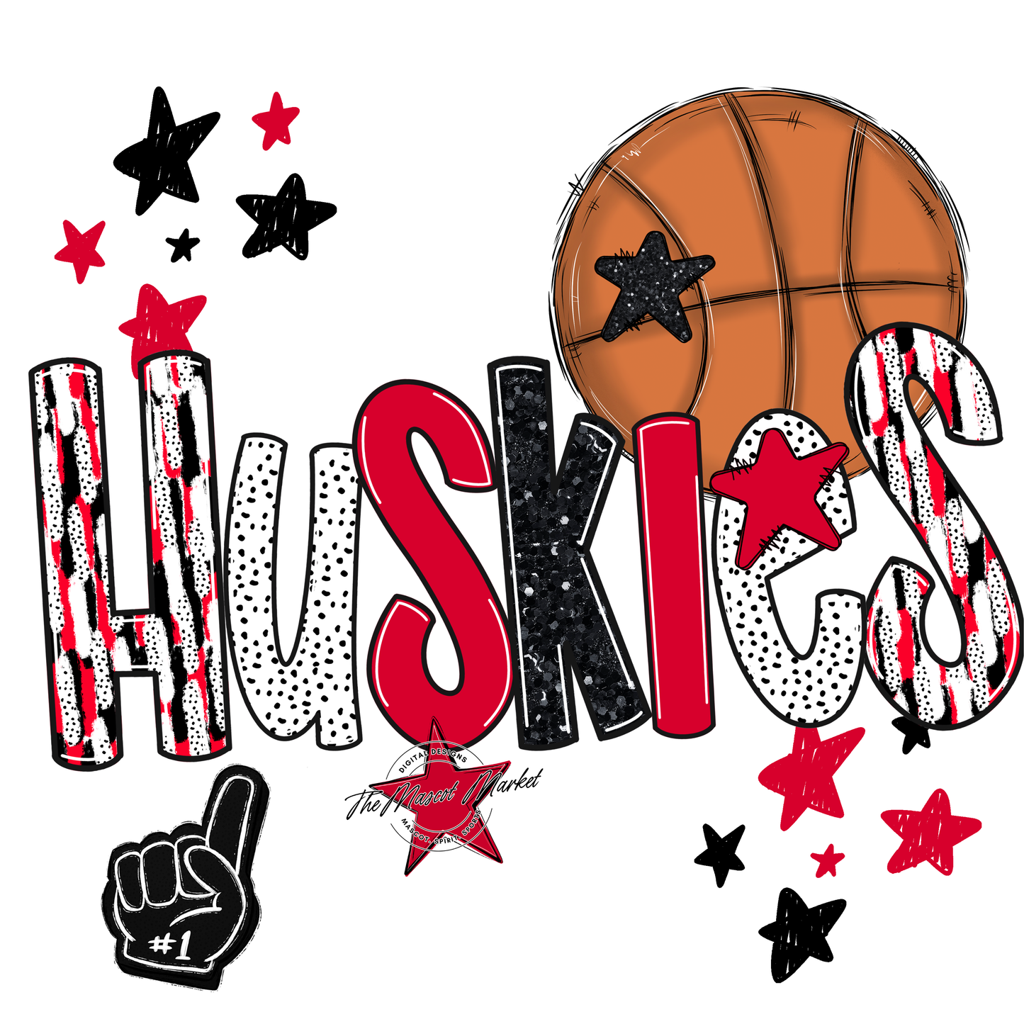 Huskies Basketball Scrape-Red