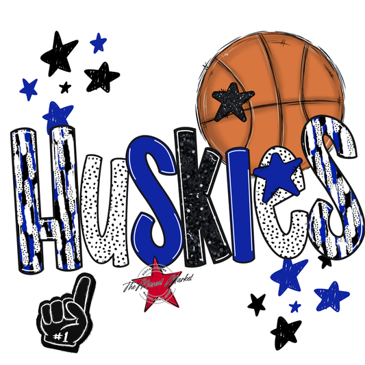 Huskies Basketball Scrape-Royal Blue