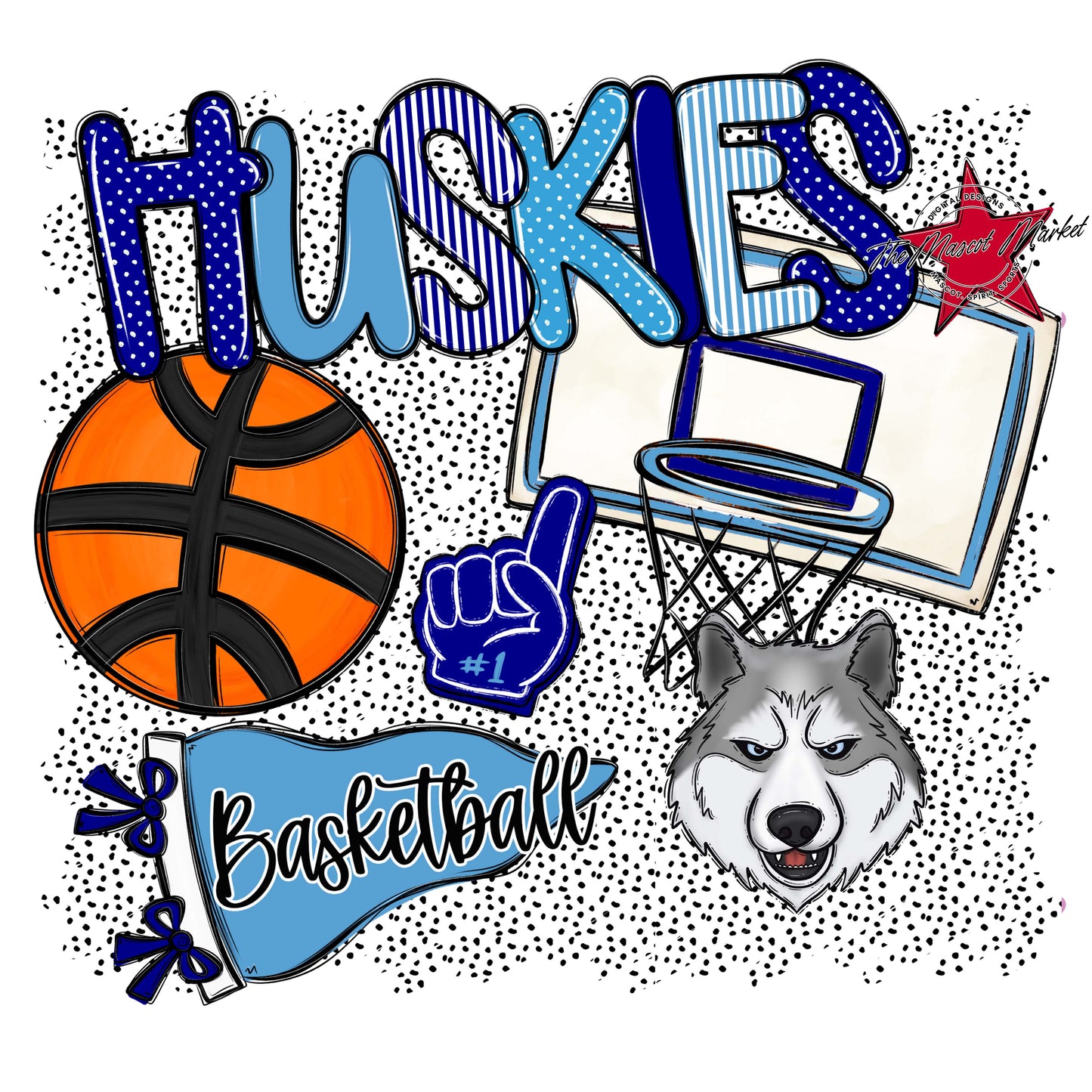 Huskies Basketball Spirit-Blue & Carolina Blue