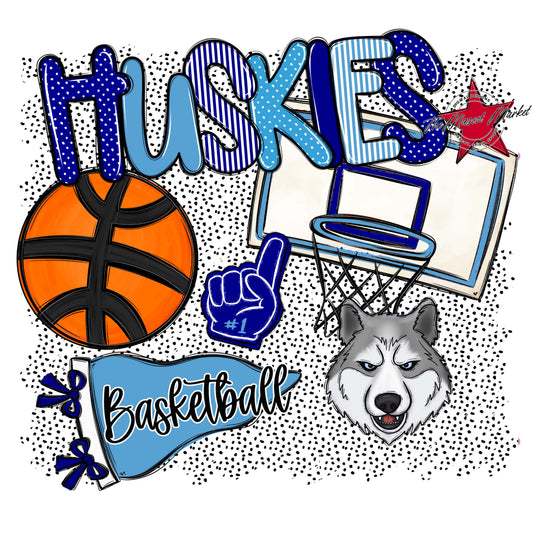 Huskies Basketball Spirit-Blue & Carolina Blue