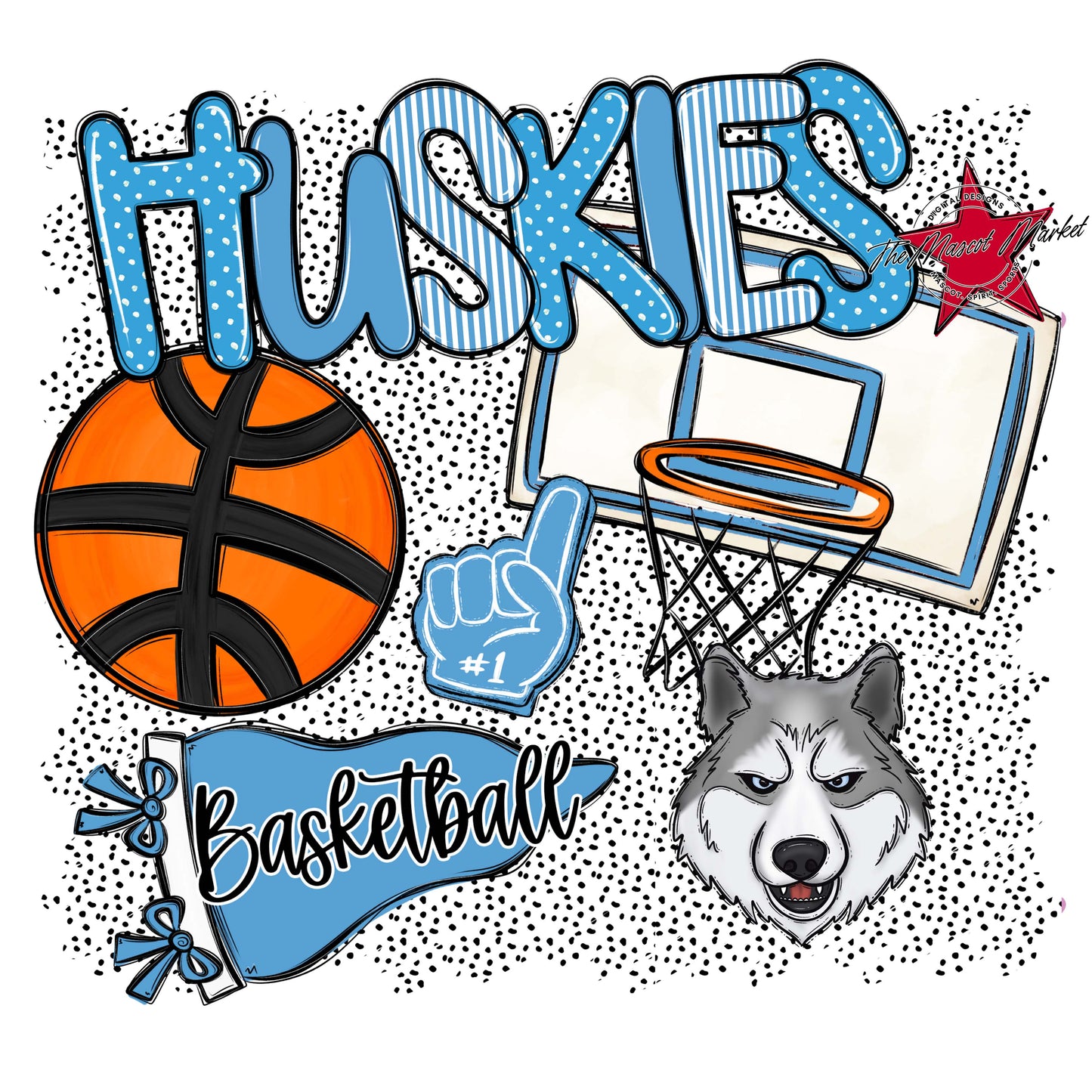 Huskies Basketball Spirit-Carolina Blue