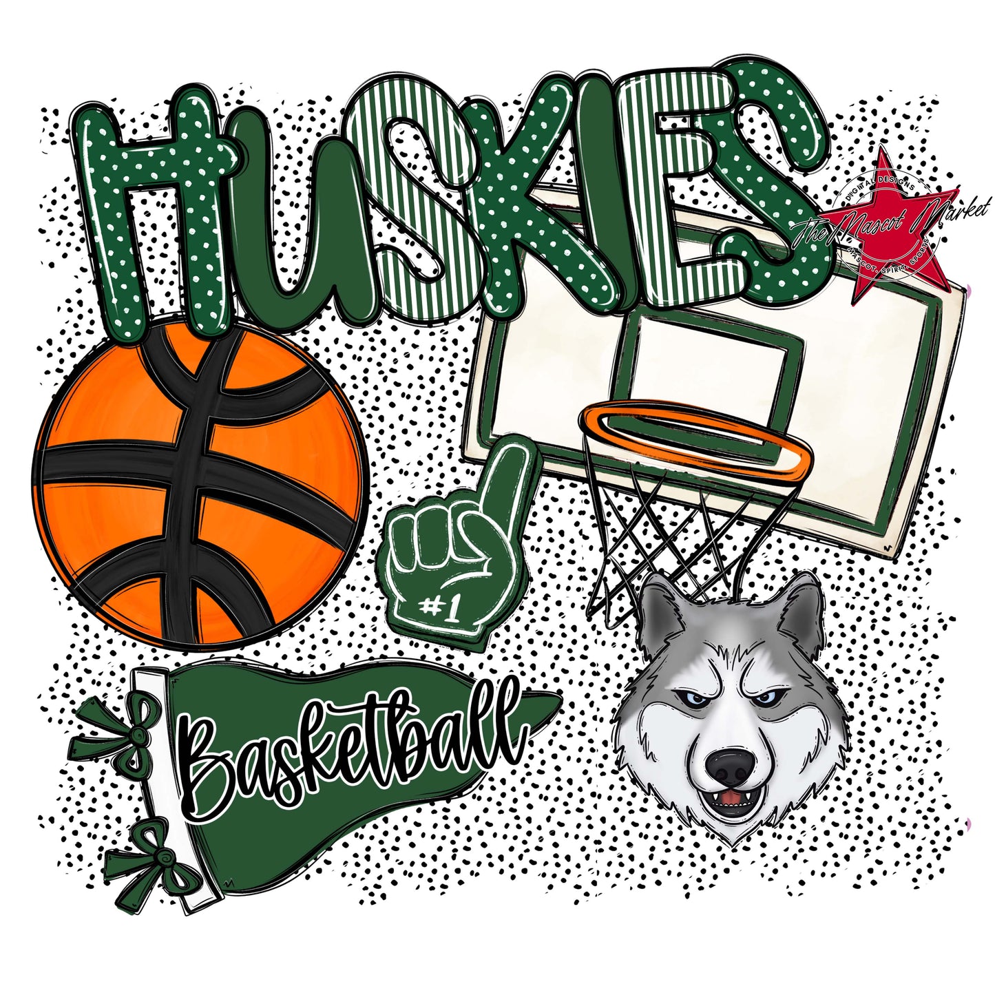 Huskies Basketball Spirit-Green