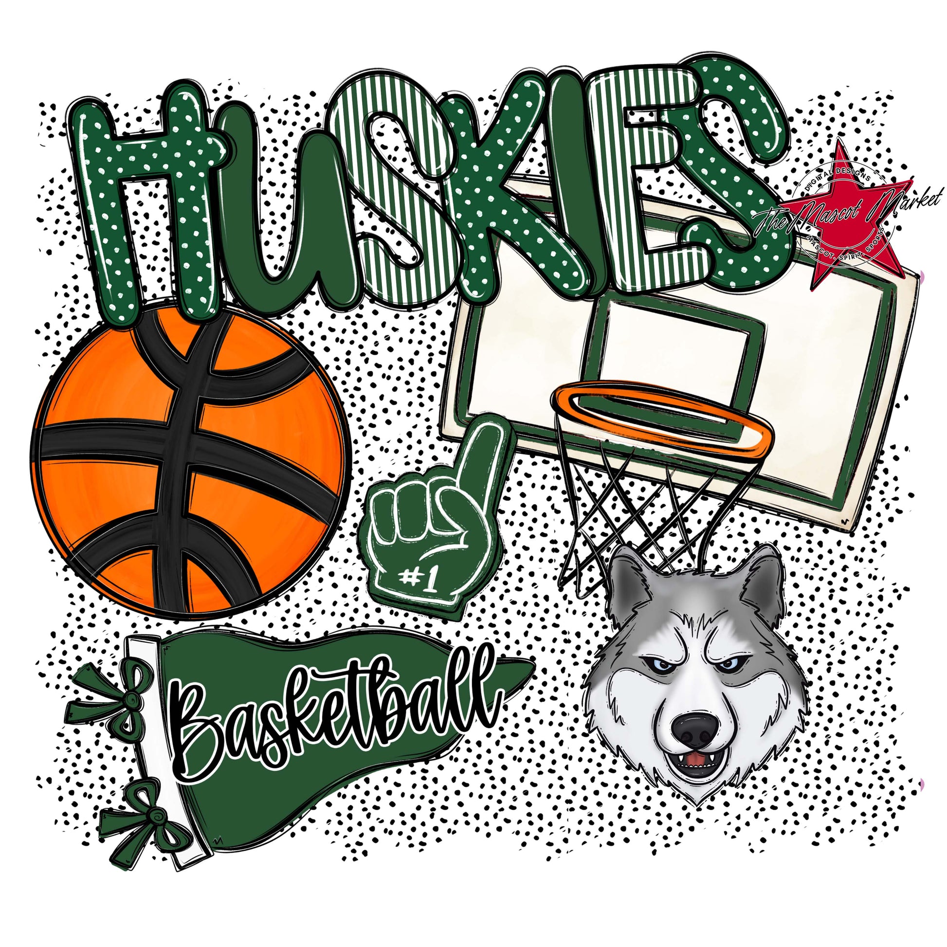 Huskies Basketball Spirit-Green
