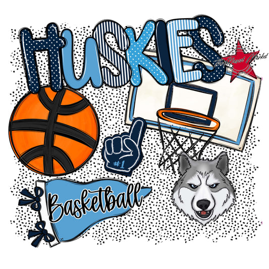Huskies Basketball Spirit-Navy & Carolina Blue