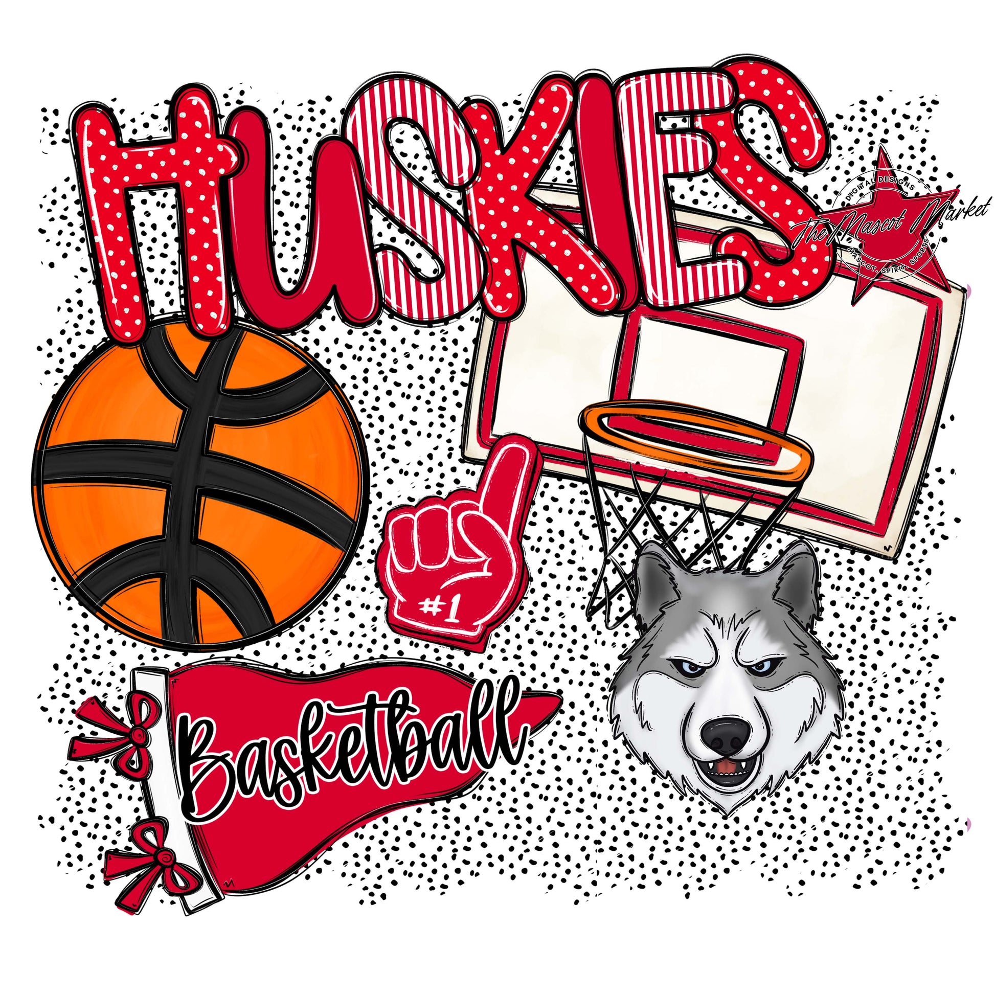 Huskies Basketball Spirit-Red