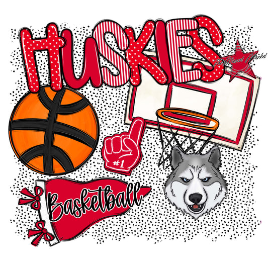 Huskies Basketball Spirit-Red