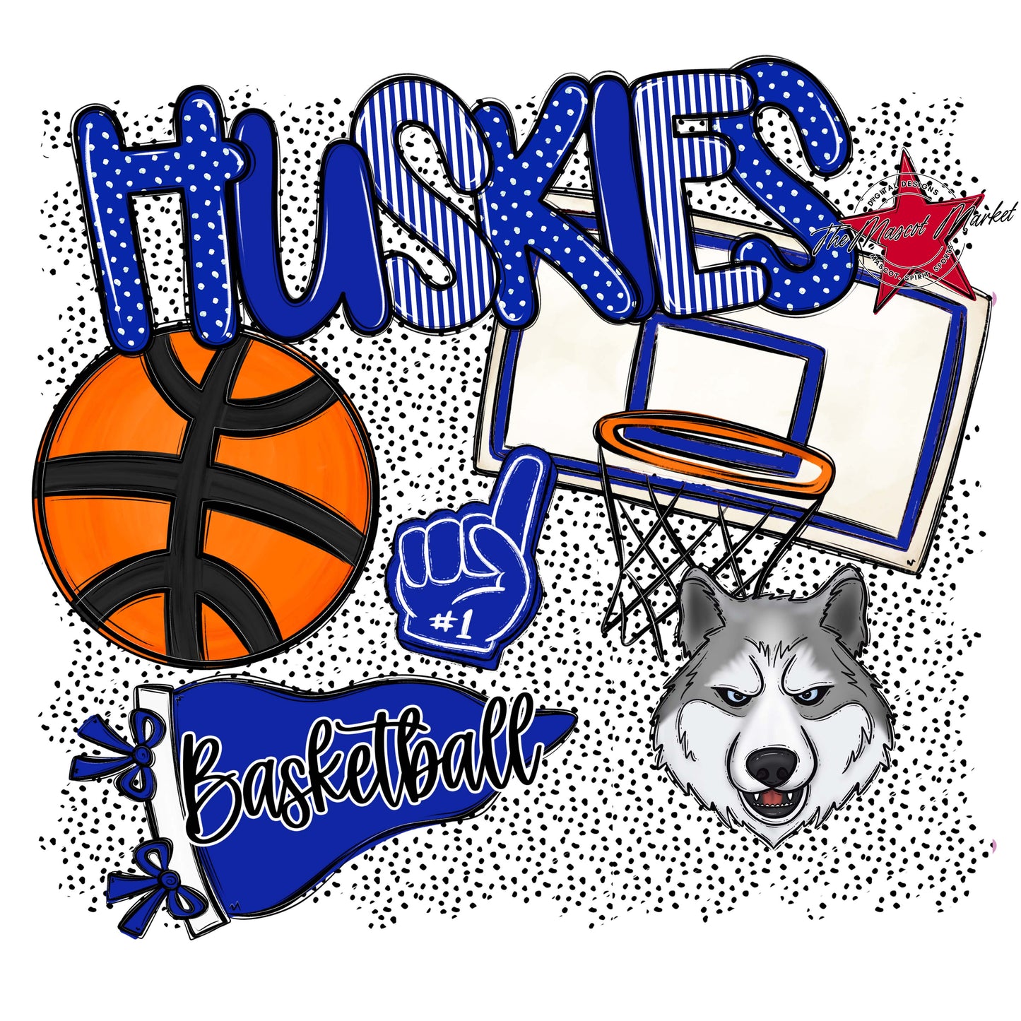 Huskies Basketball Spirit-Royal Blue