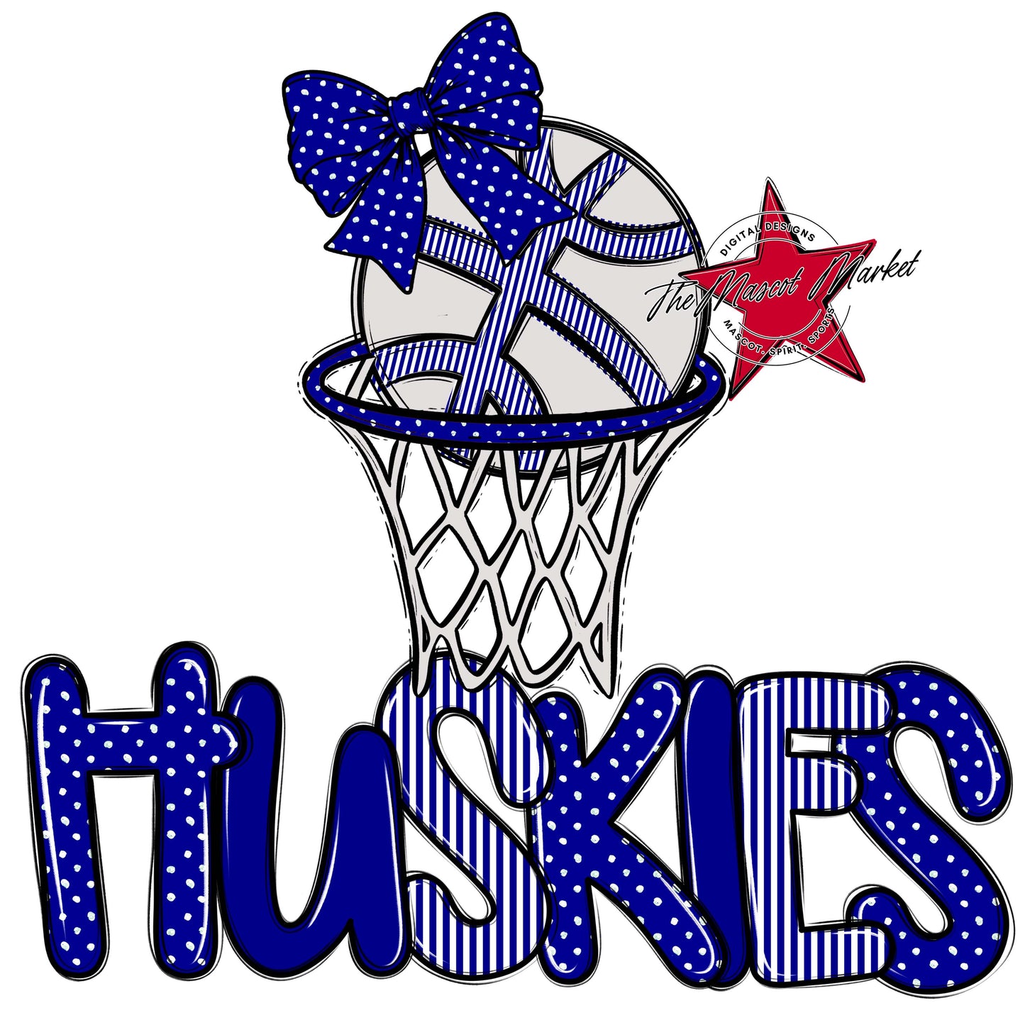 Huskies Basketball Spirit Design-Blue