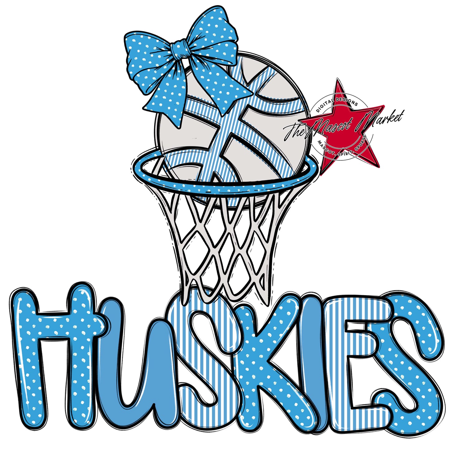 Huskies Basketball Spirit Design-Carolina Blue