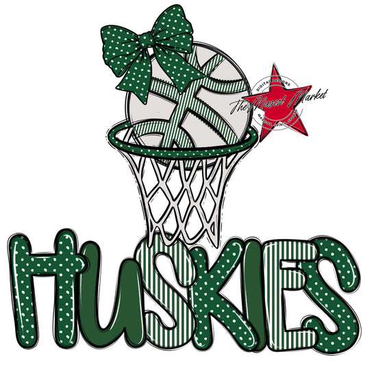 Huskies Basketball Spirit Design-Green