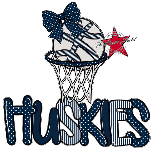 Huskies Basketball Spirit Design-Navy