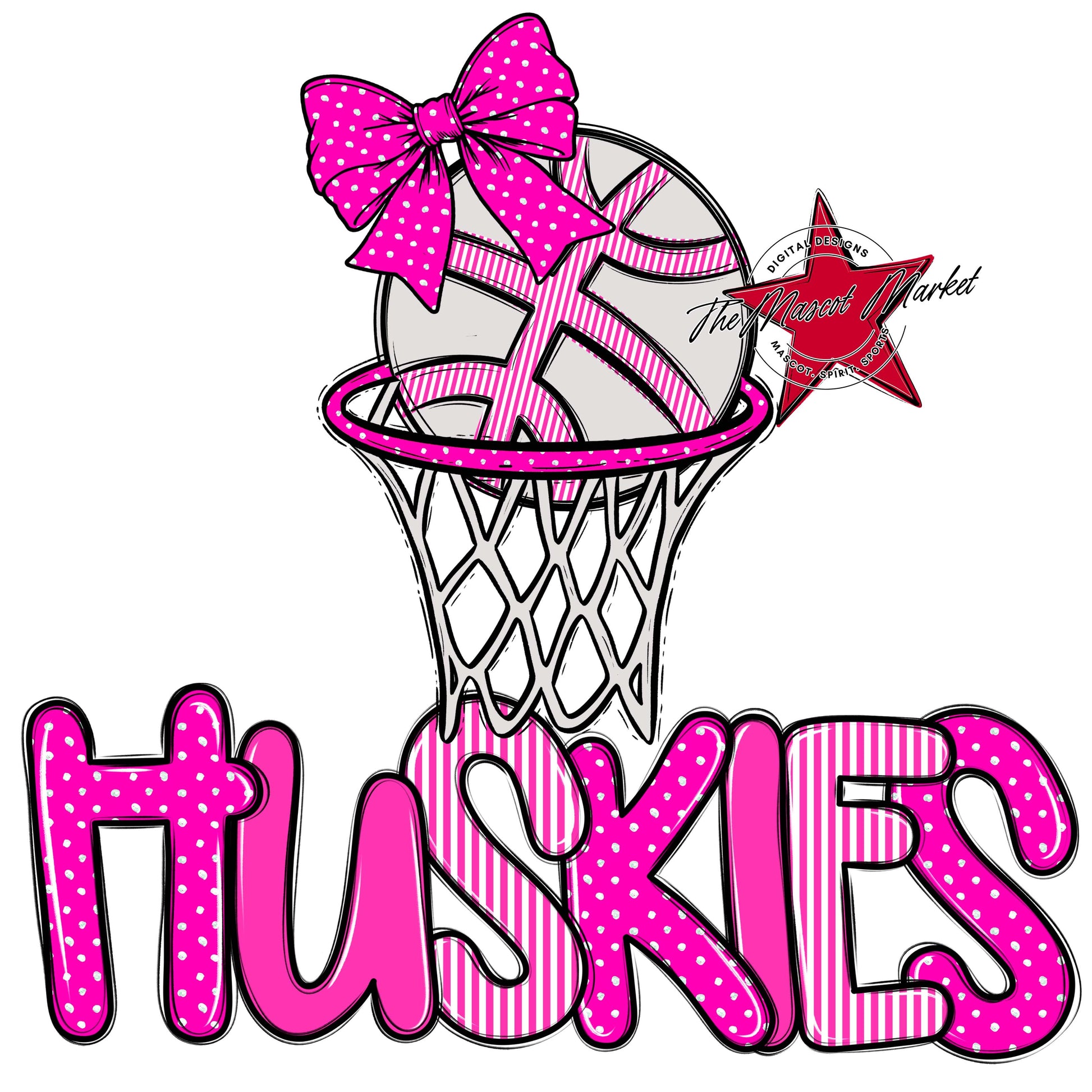 Huskies Basketball Spirit Design-Pink