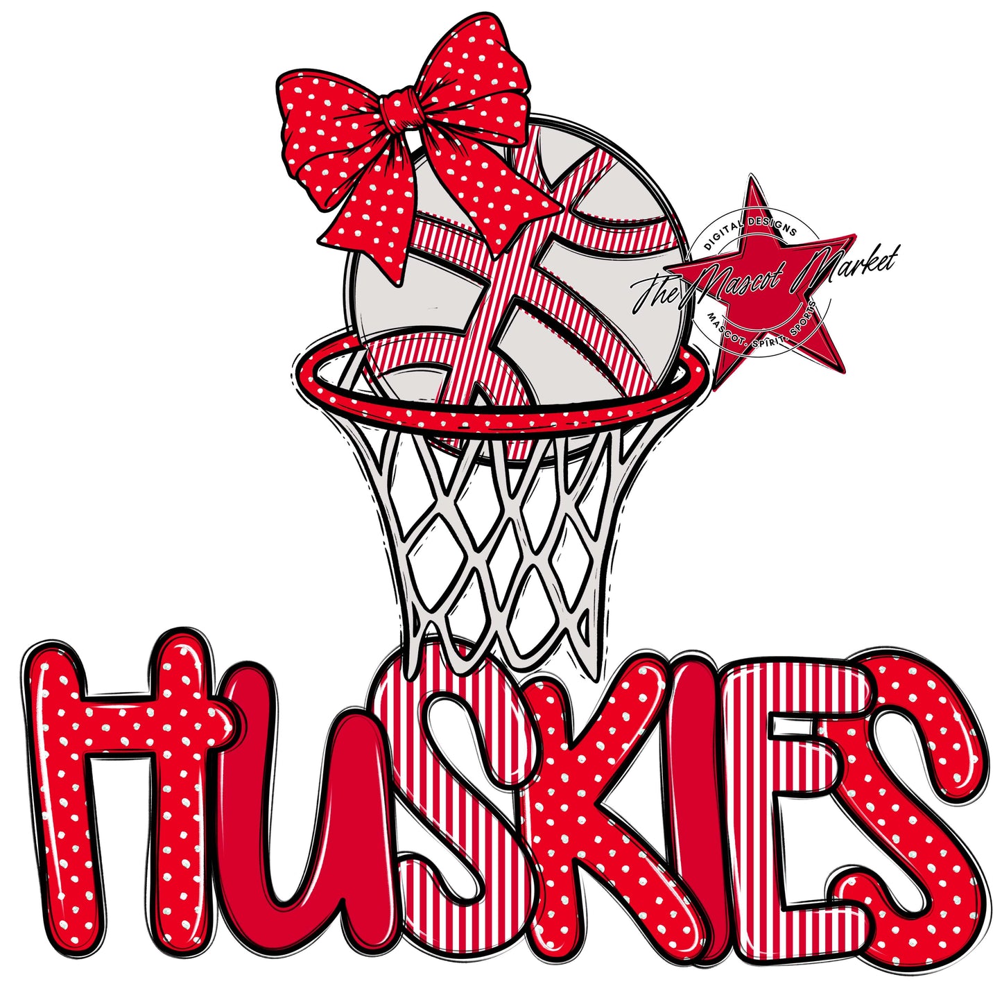 Huskies Basketball Spirit Design-Red