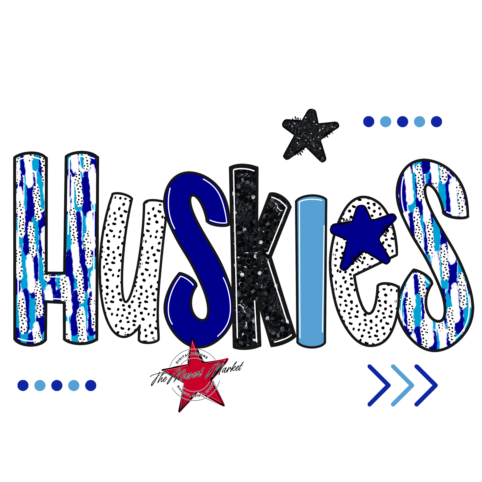 Huskies Brushstroke Alpha w Arrows-Blue-Carolina Blue