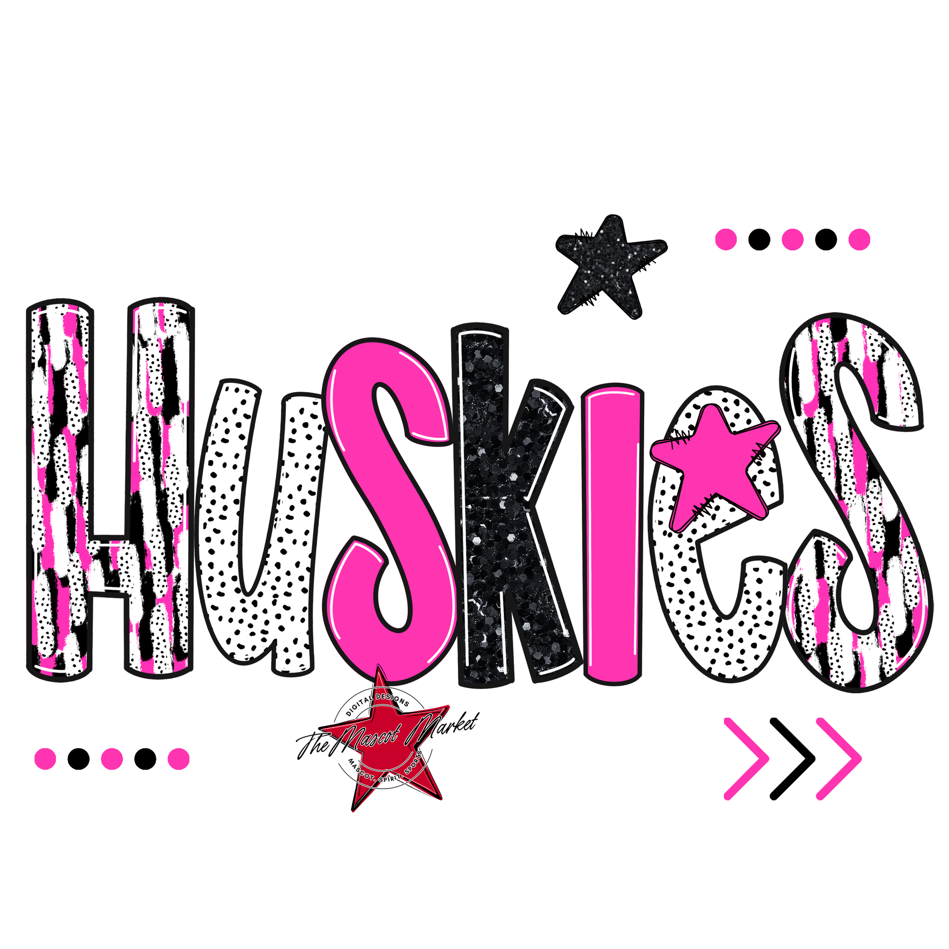 Huskies Brushstroke Alpha w Arrows-Pink