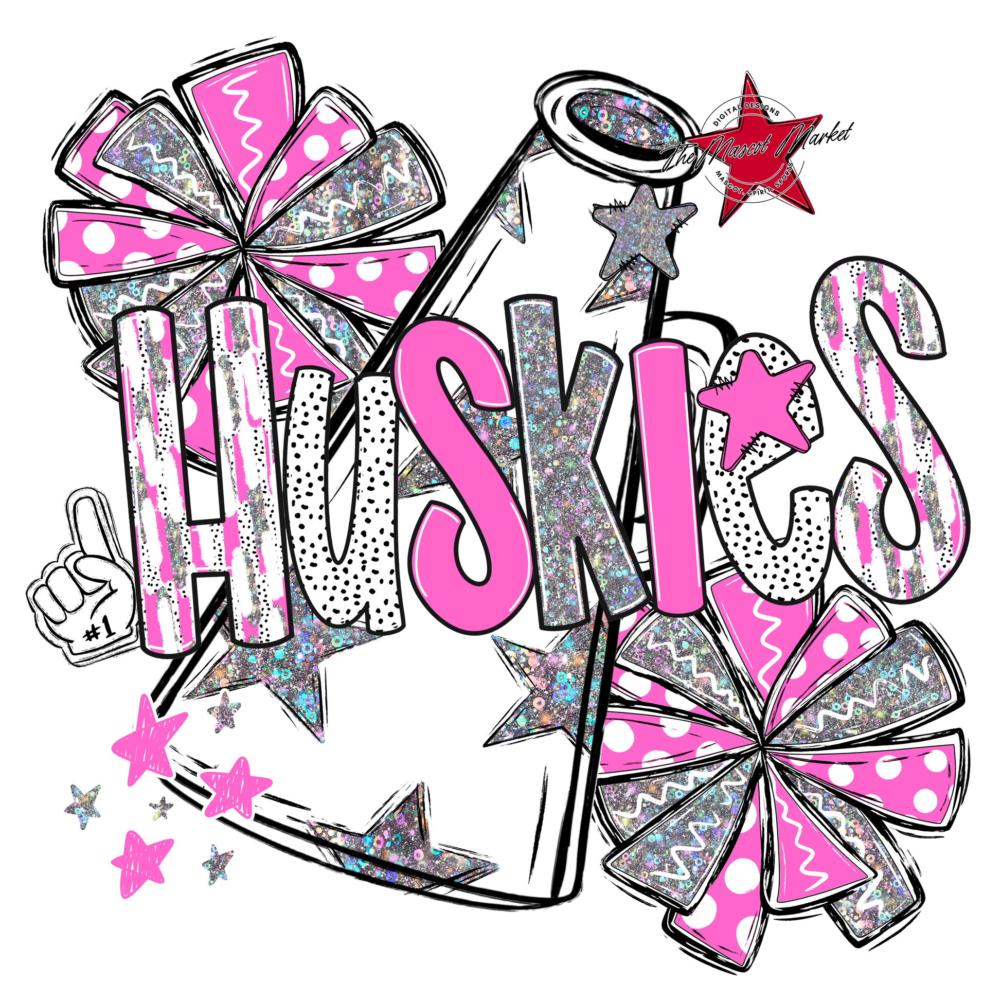 Huskies Cheer Megaphone Scrape-Baby Pink