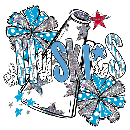 Huskies Cheer Megaphone Scrape-Carolina Blue