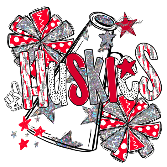 Huskies Cheer Megaphone Scrape-Red