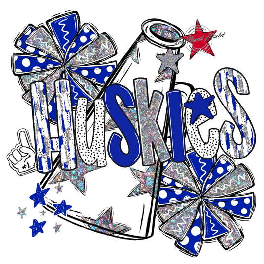 Huskies Cheer Megaphone Scrape-Royal Blue