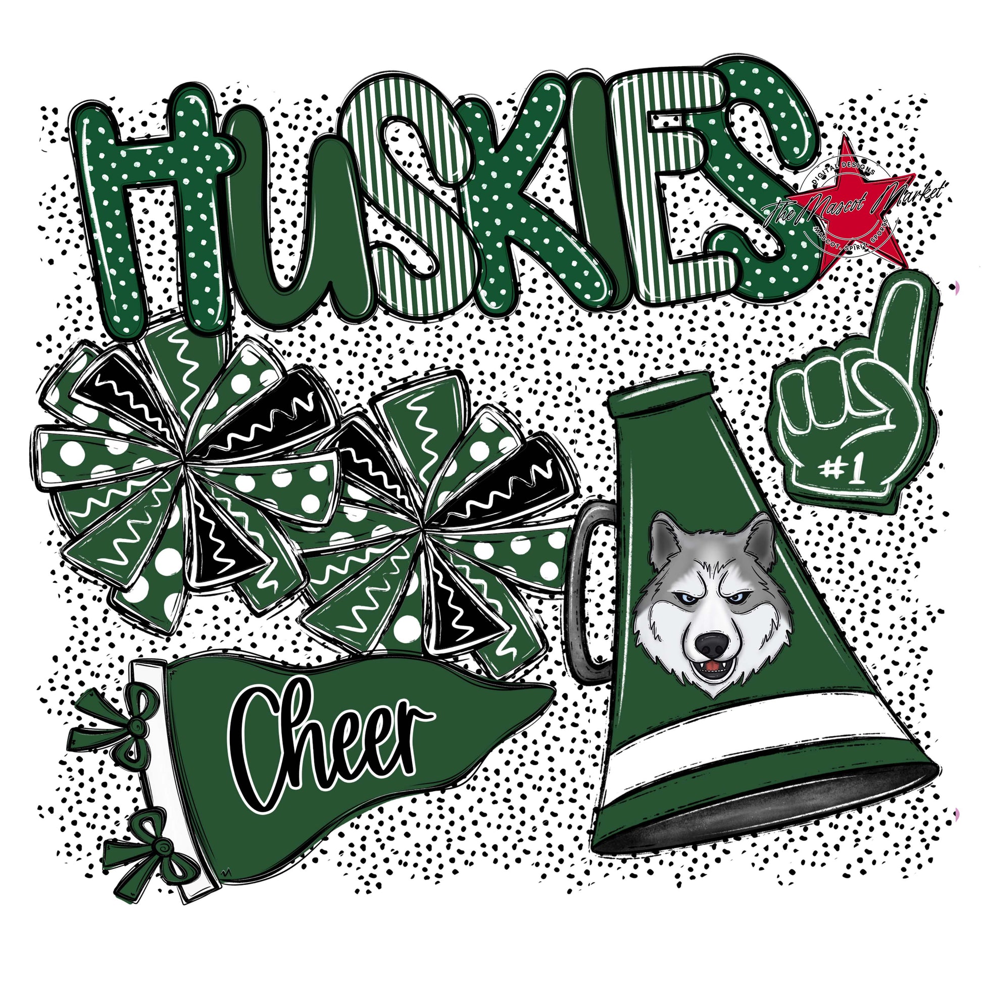 Huskies Cheer Spirit-Green