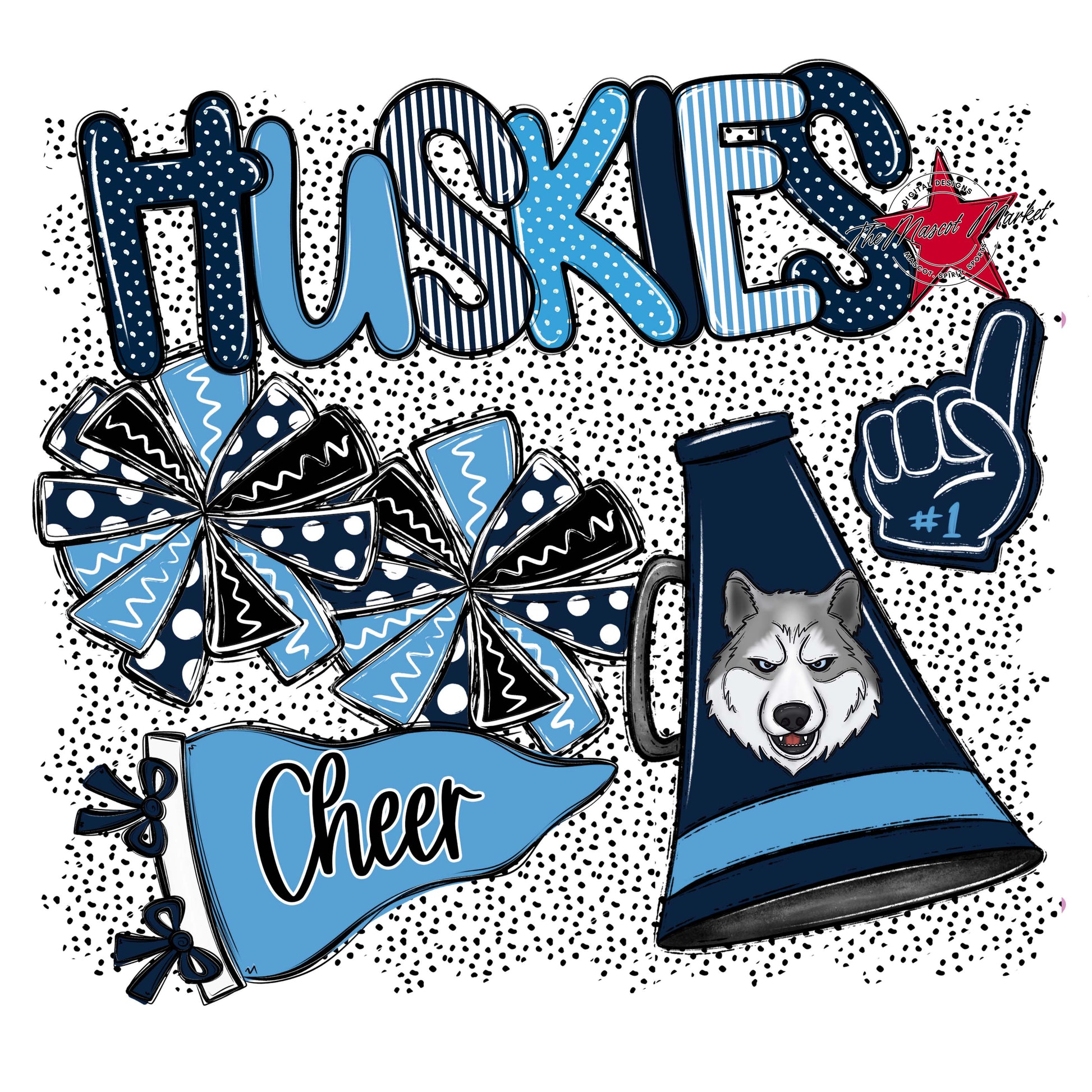 Huskies Cheer Spirit-Navy & Carolina Blue