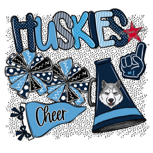 Huskies Cheer Spirit-Navy & Carolina Blue