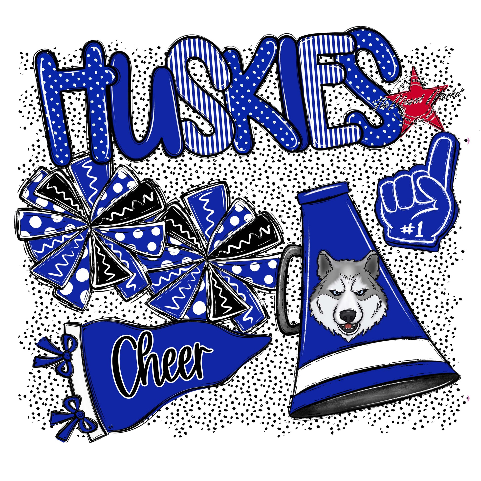 Huskies Cheer Spirit-Royal Blue