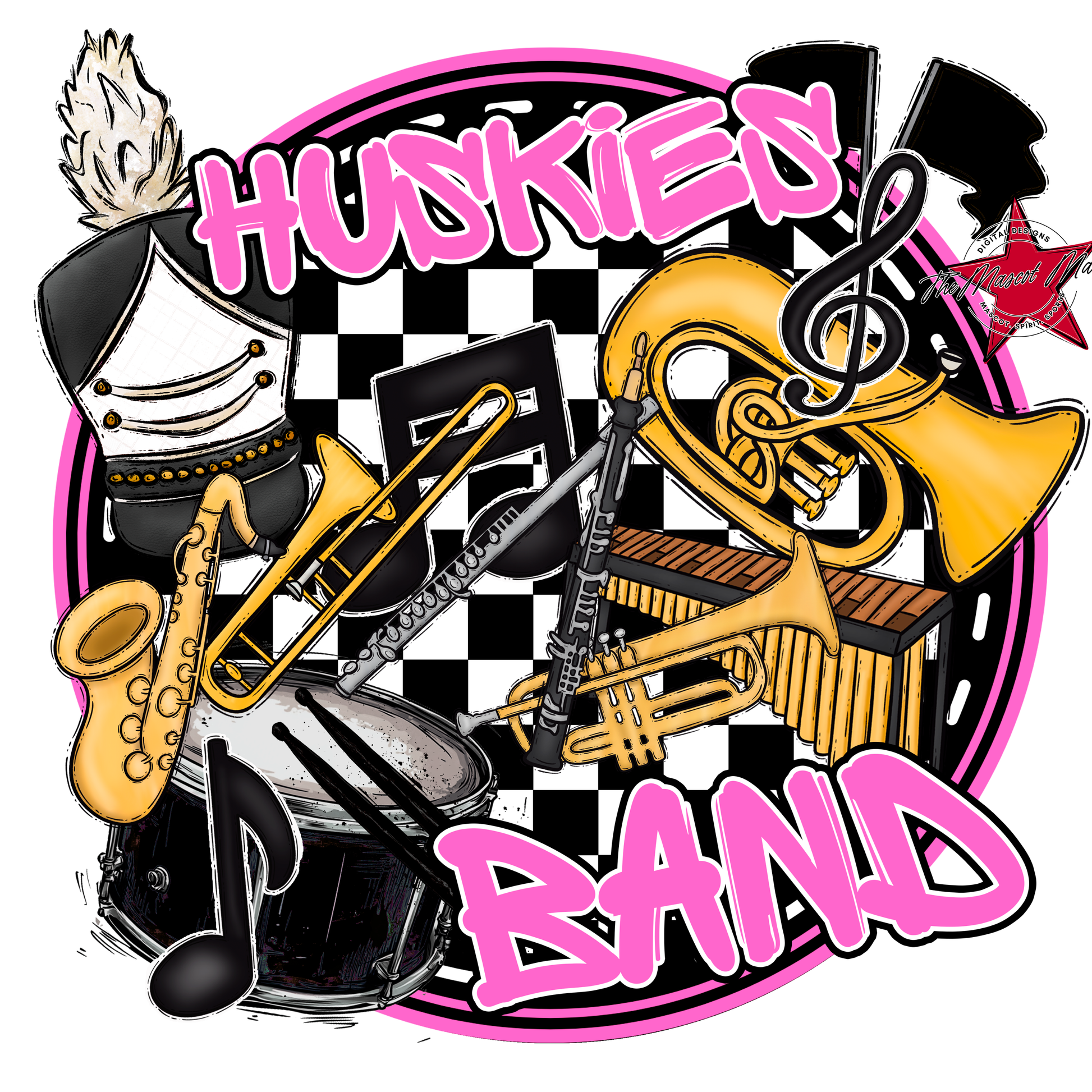 Huskies Circle Band Design-Baby Pink