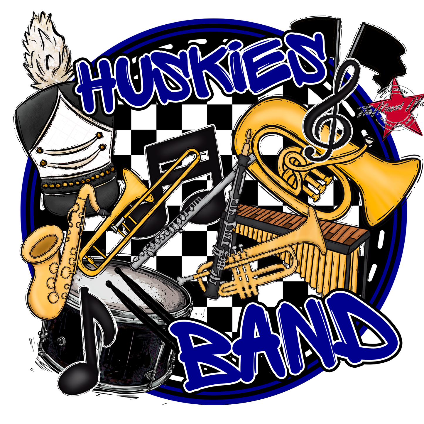 Huskies Circle Band Design-Blue