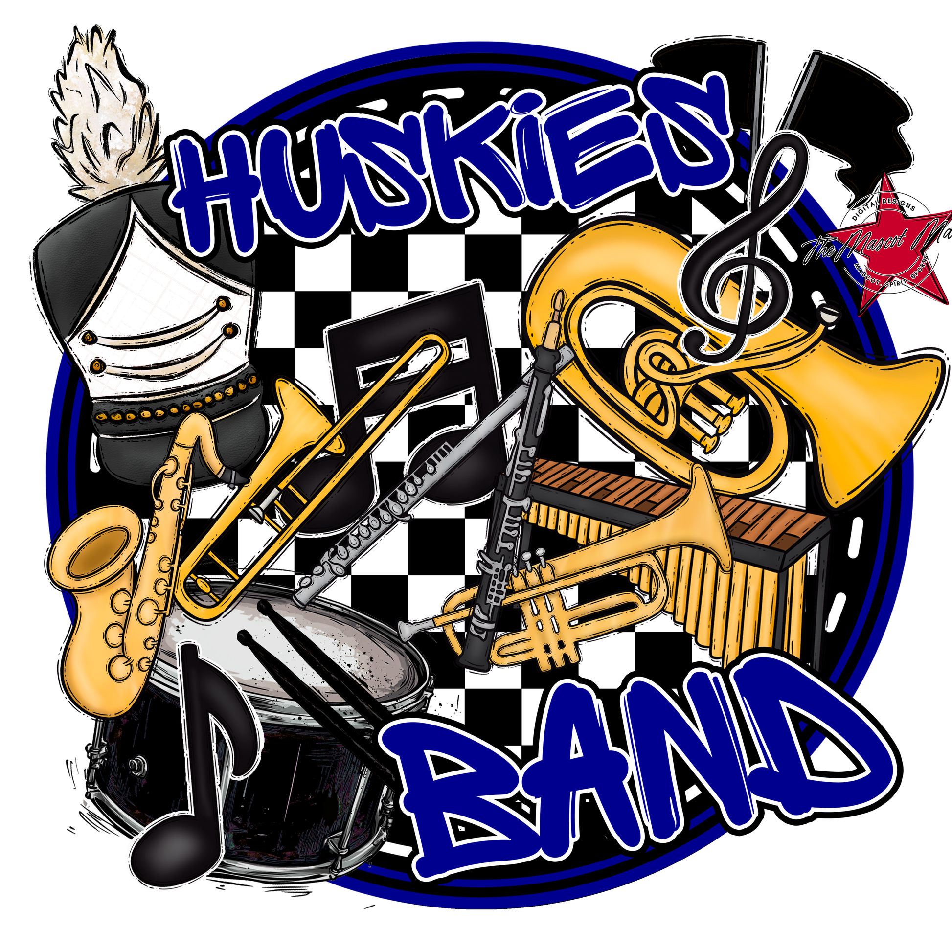 Huskies Circle Band Design-Blue