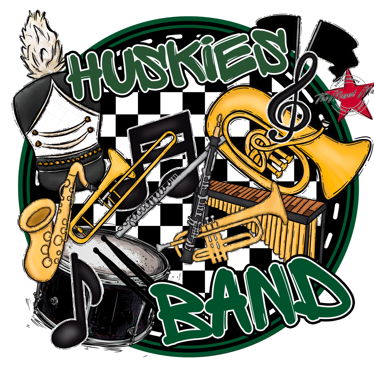 Huskies Circle Band Design-Green