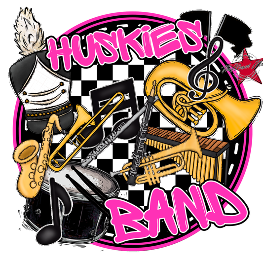 Huskies Circle Band Design-Pink